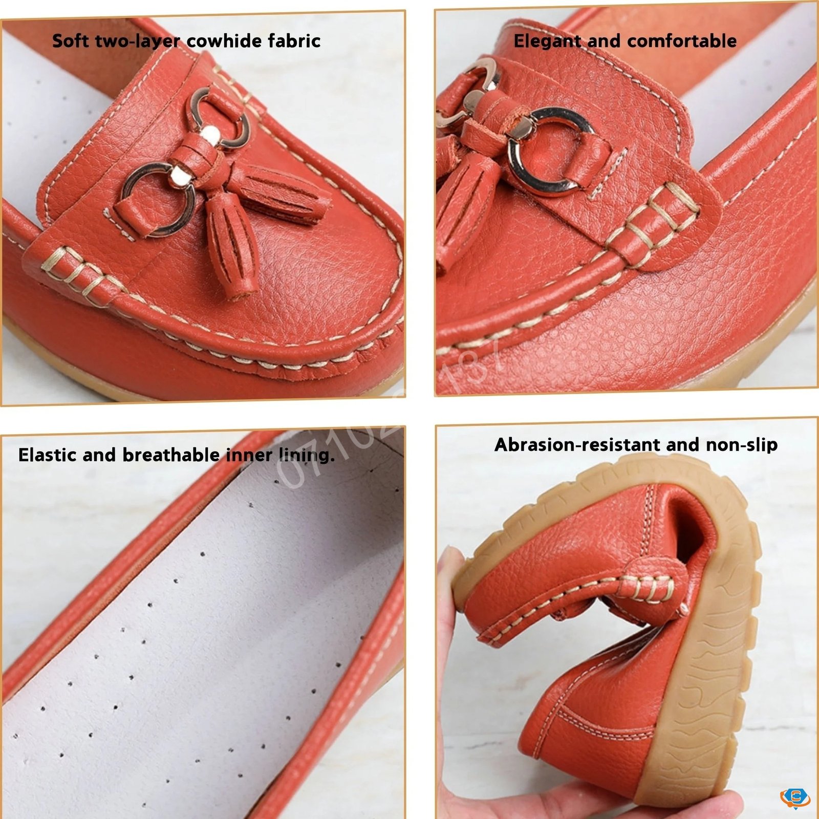 Genuine Cowhide Leather Precision-Fit ErgoComfort Ladies Slip-on Mocassins - Image 3