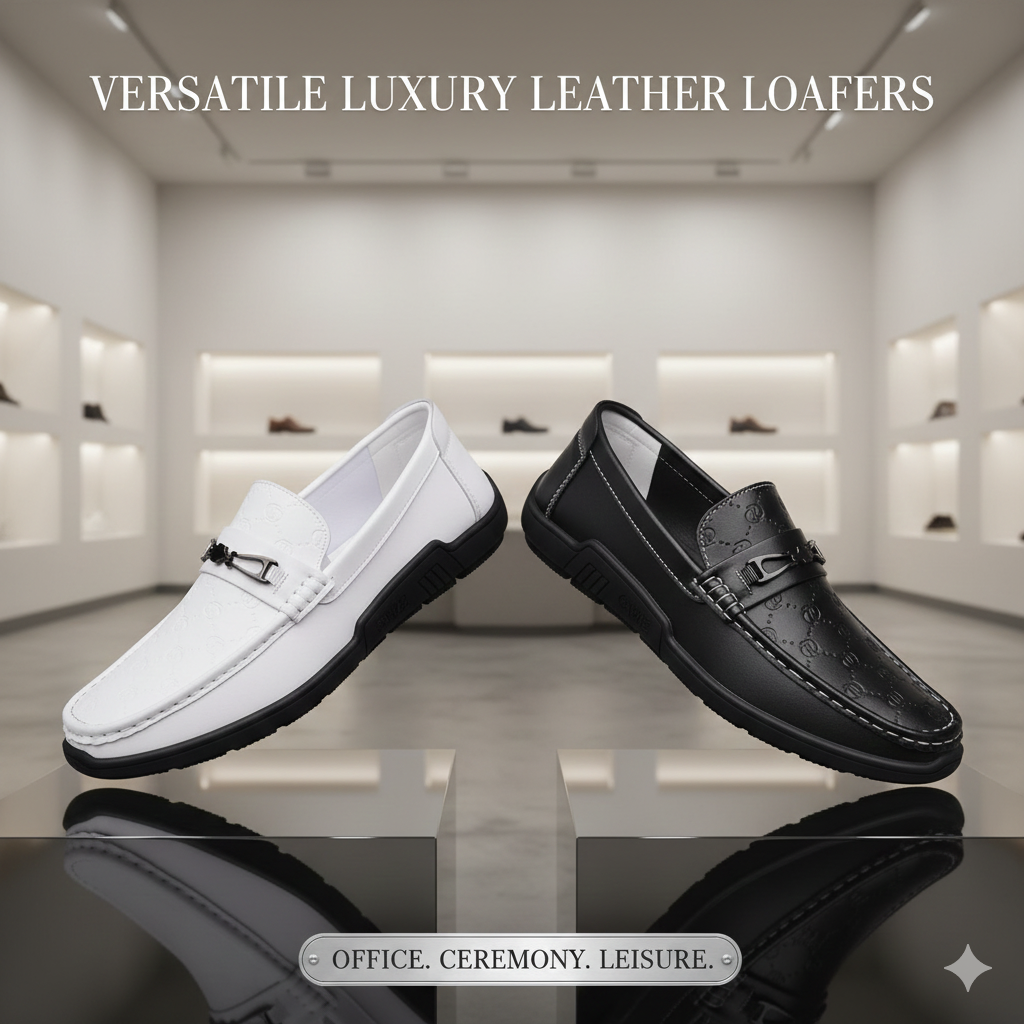The "Elite" Collection Shadow Monogram and Arctic Crest Versatile Luxury Loafers - Image 6