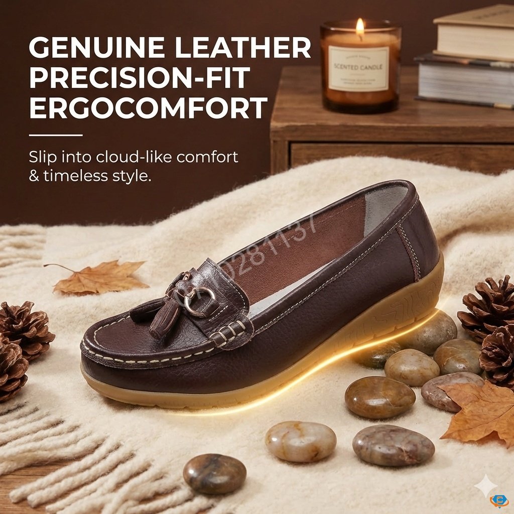 Genuine Cowhide Leather Precision-Fit ErgoComfort Ladies Slip-on Mocassins - Image 5