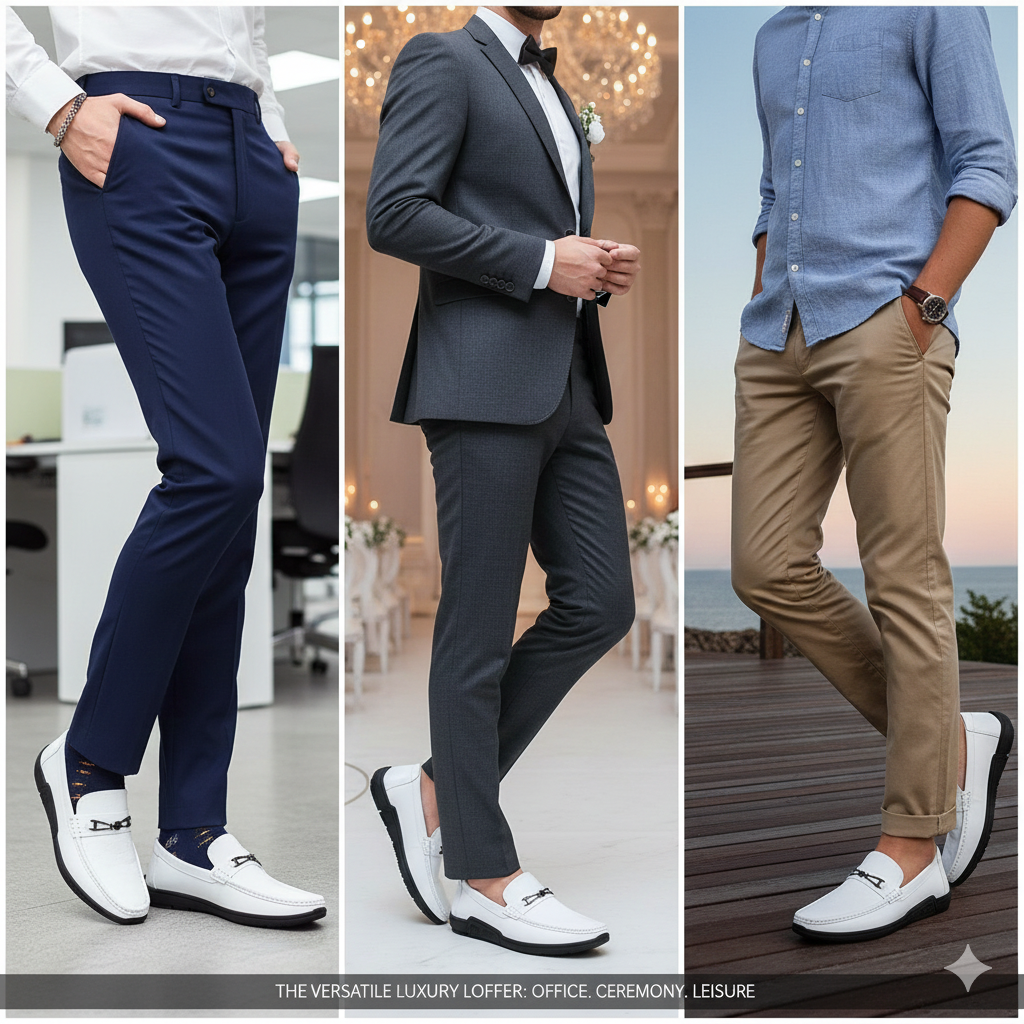 The "Elite" Collection Shadow Monogram and Arctic Crest Versatile Luxury Loafers - Image 11