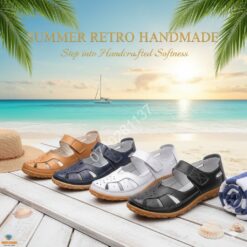 New Summer Retro Handmade Comfortable Soft Sole Velcro Casual Women's Slip-On Sandals