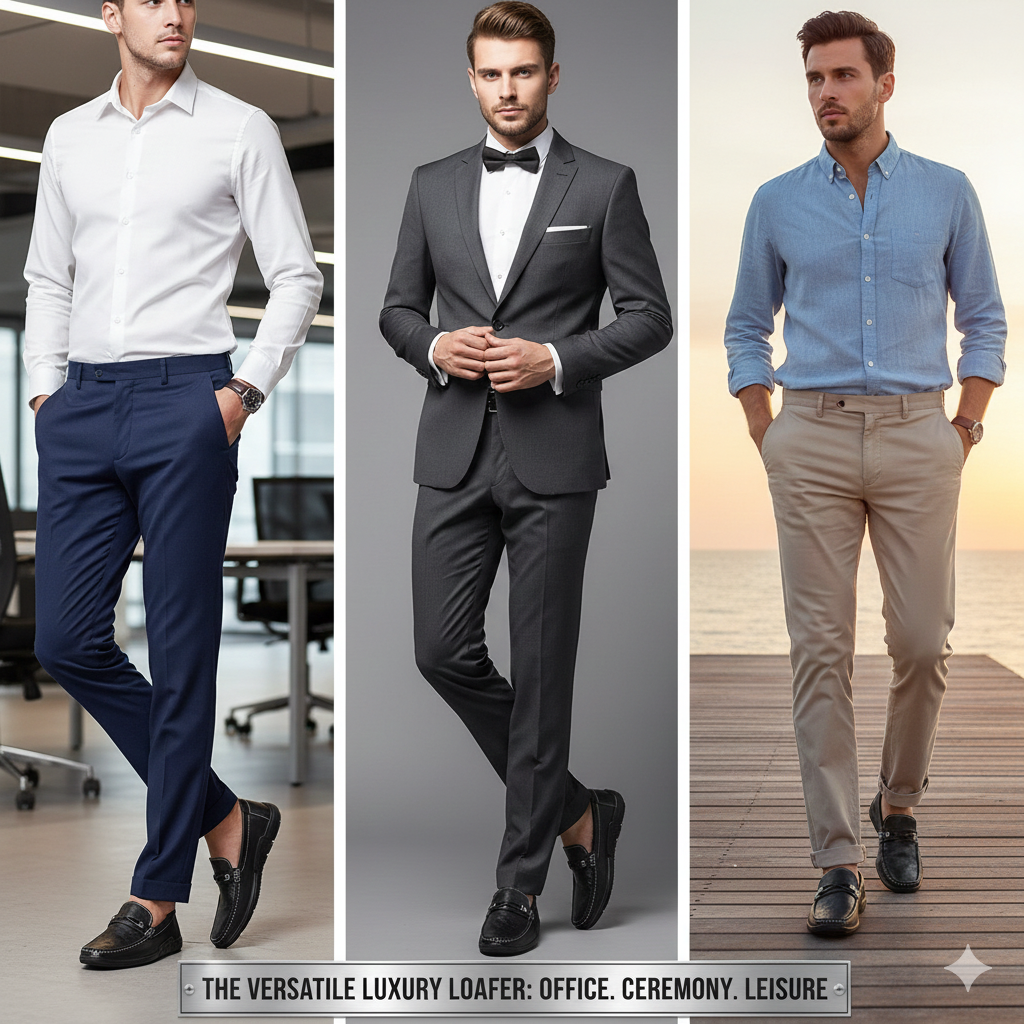 The "Elite" Collection Shadow Monogram and Arctic Crest Versatile Luxury Loafers - Image 10