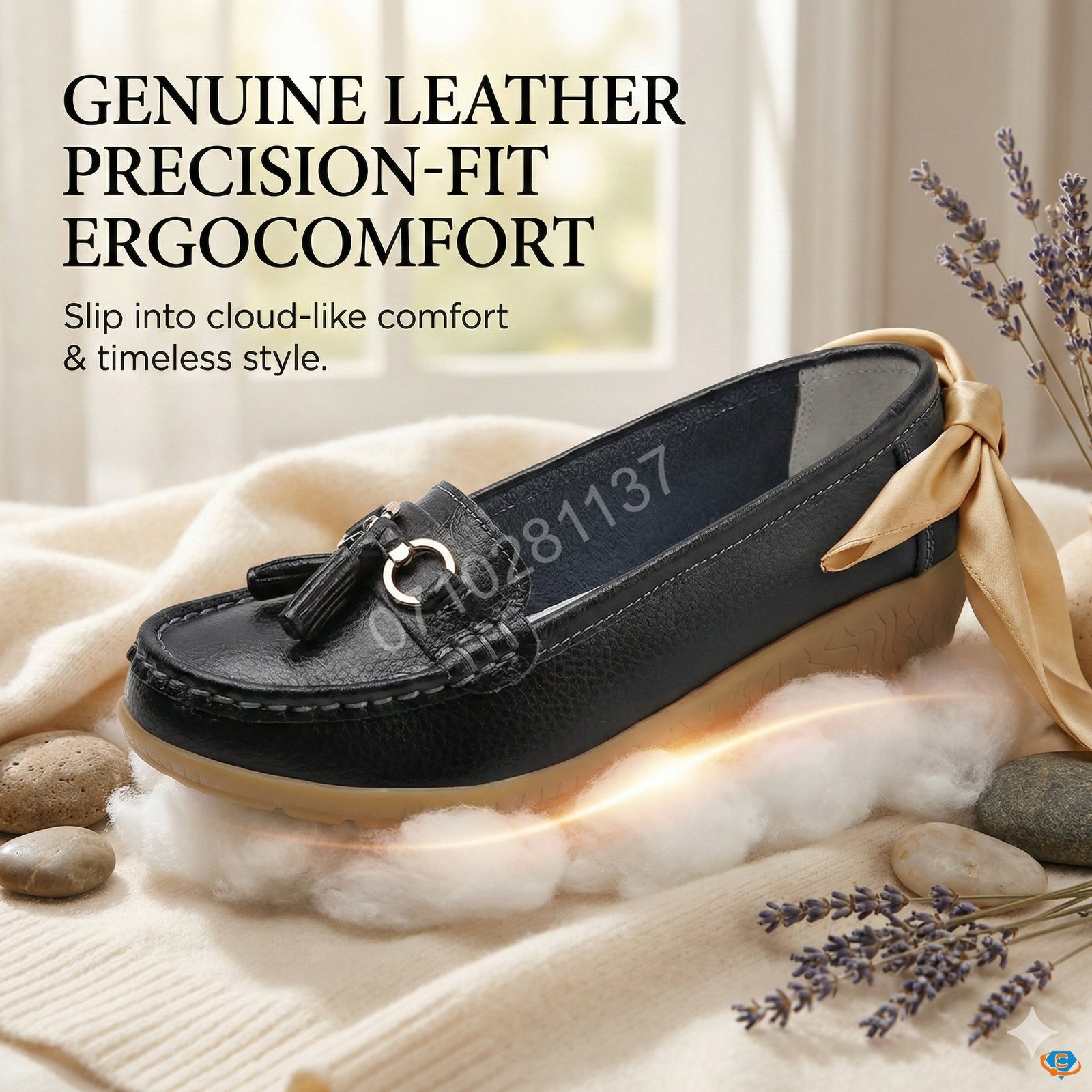 Genuine Cowhide Leather Precision-Fit ErgoComfort Ladies Slip-on Mocassins