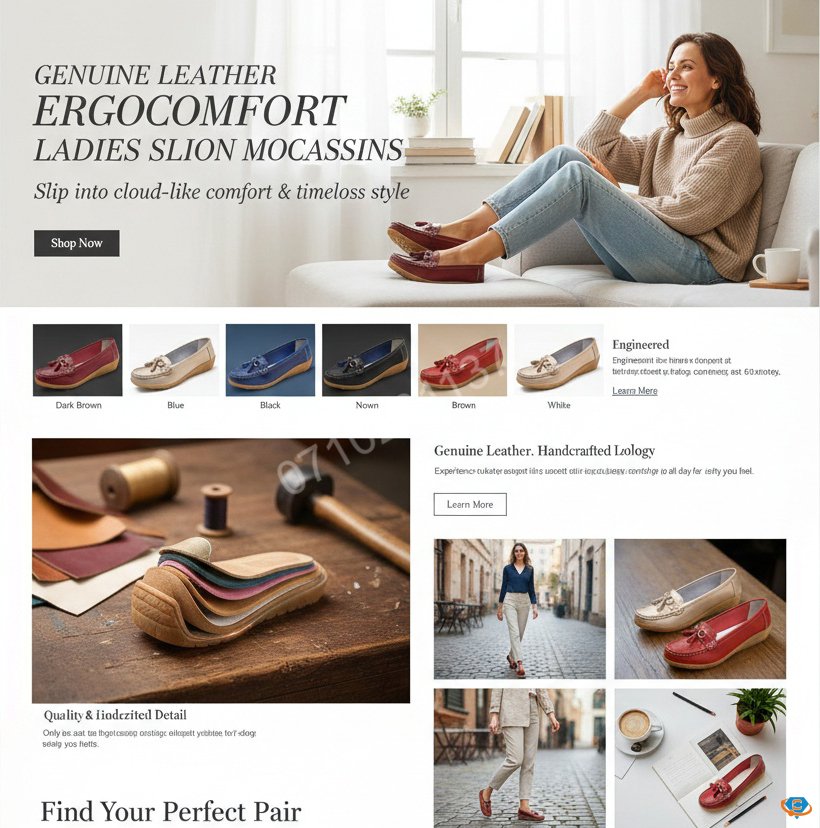 Genuine Cowhide Leather Precision-Fit ErgoComfort Ladies Slip-on Mocassins - Image 19