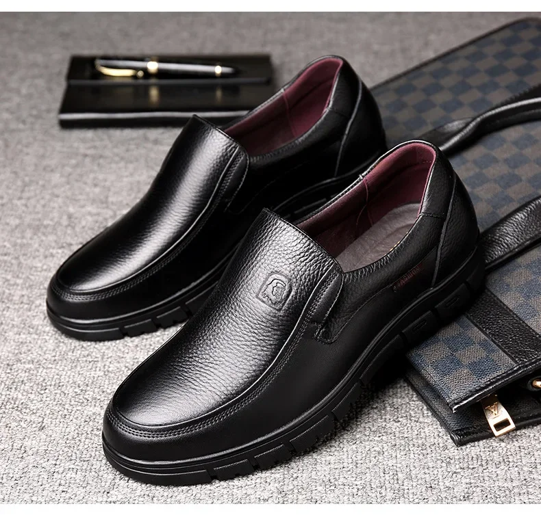 Leather Casual Shoes Genuine Leather Men Flat Platform Walking Shoes Footwear Loafers Sneakers 00501 - Image 14