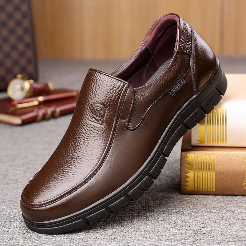Leather Casual Shoes Genuine Leather Men Flat Platform Walking Shoes Footwear Loafers Sneakers 00501 - Image 6