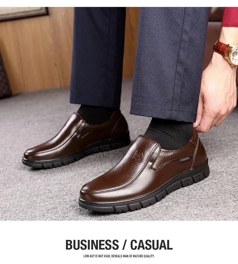 Leather Casual Shoes Genuine Leather Men Flat Platform Walking Shoes Footwear Loafers Sneakers 00501 - Image 11