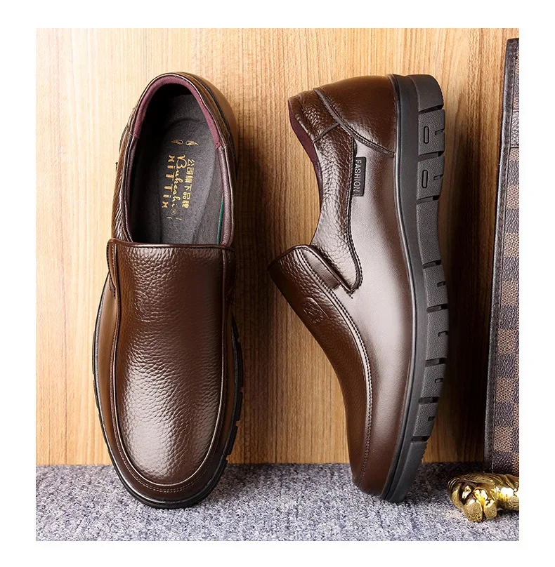 Leather Casual Shoes Genuine Leather Men Flat Platform Walking Shoes Footwear Loafers Sneakers 00501 - Image 12
