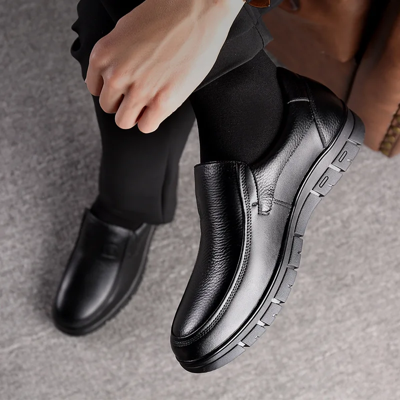 Leather Casual Shoes Genuine Leather Men Flat Platform Walking Shoes Footwear Loafers Sneakers 00501 - Image 9