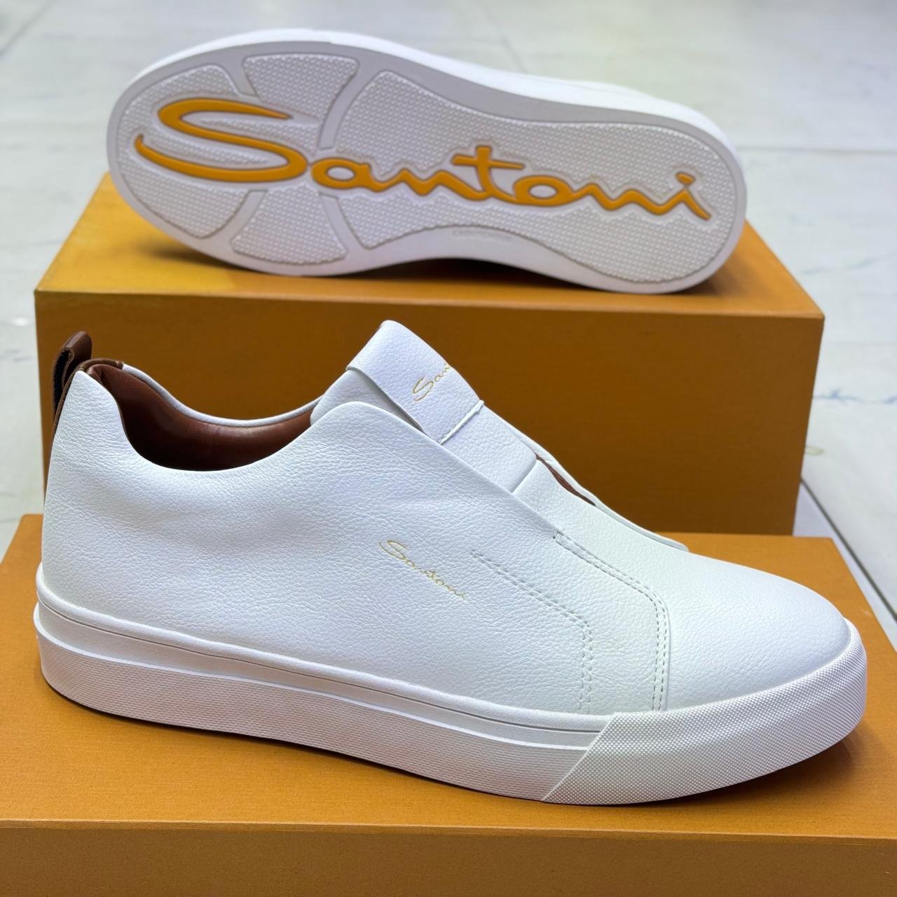 New Hot Trendy Santon Quality Grain Leather Slip on Sneakers - Image 2