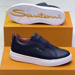 New Hot Trendy Santon Quality Grain Leather Slip on Sneakers