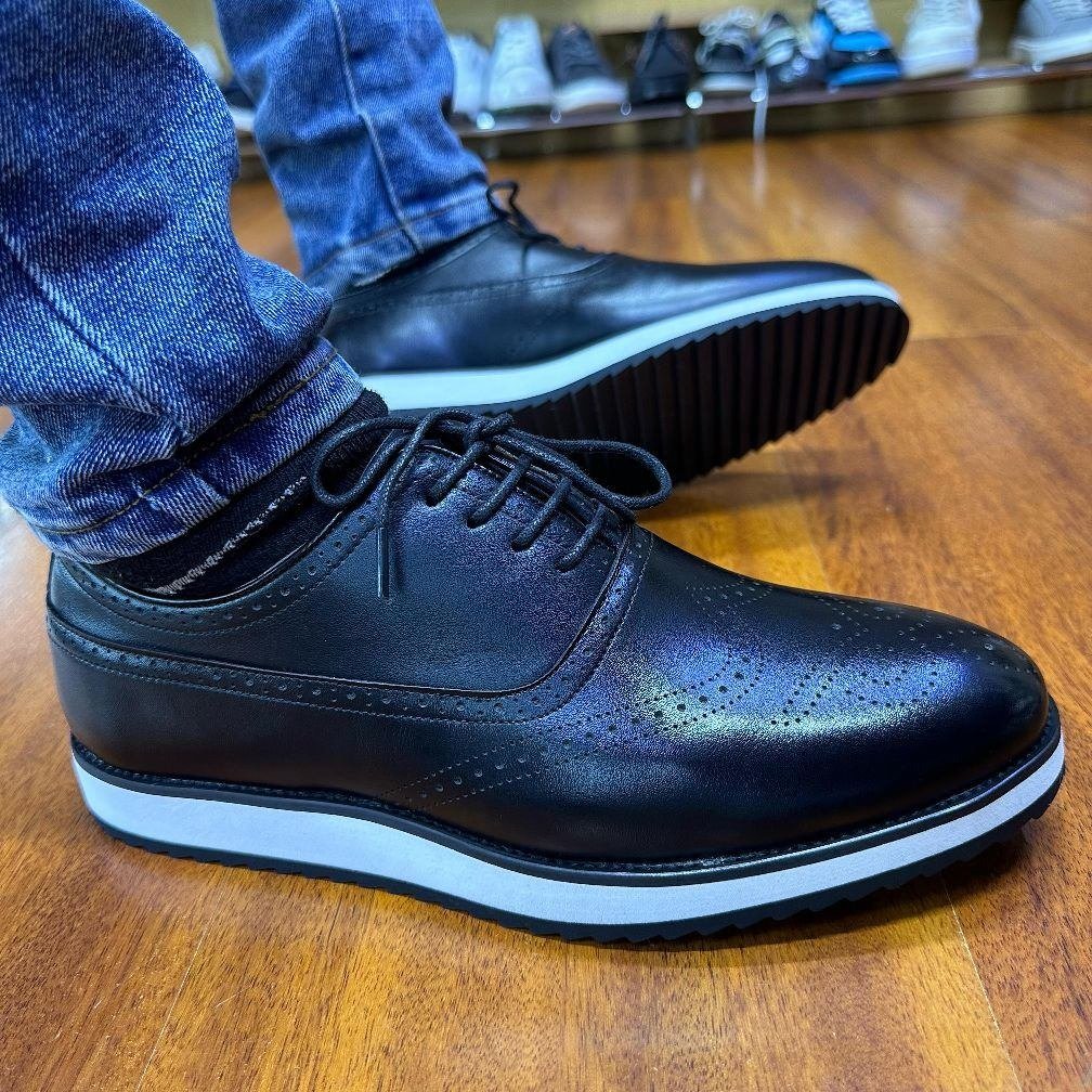 John Foster London Classic Luxury Leather Men's Shoes, Timeless Oxford Silhouette with Brogue Detailing - Image 2