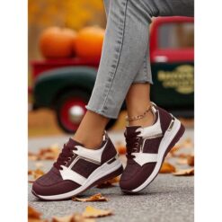 Alternative view of Hot Trendy Women's Fashion Sports-Inspired Lace-Up Sneakers with Metallic Accents