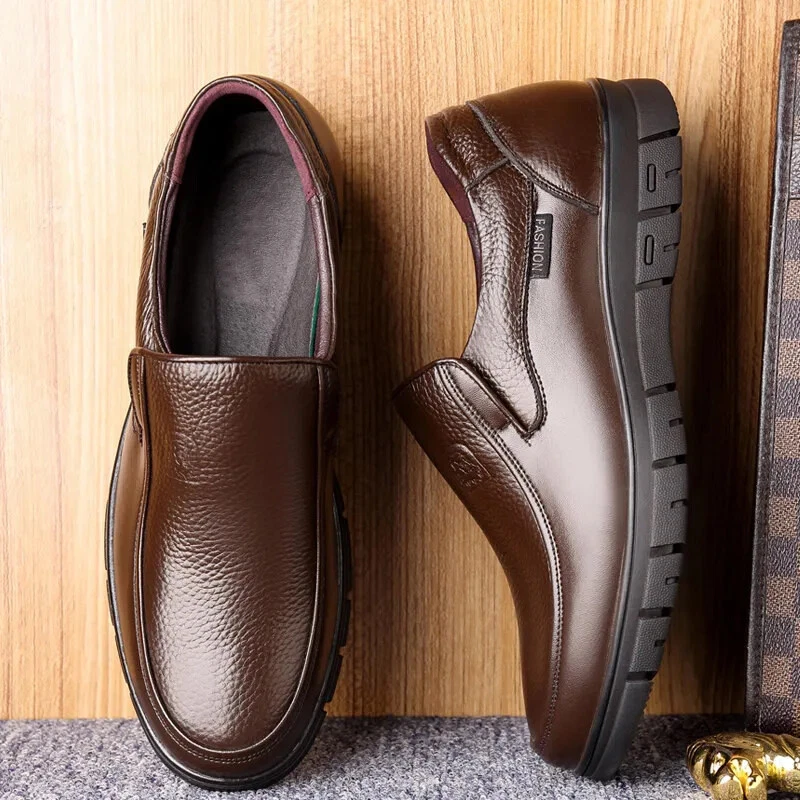 Leather Casual Shoes Genuine Leather Men Flat Platform Walking Shoes Footwear Loafers Sneakers 00501 - Image 4