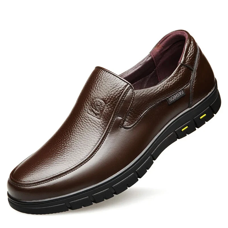 Leather Casual Shoes Genuine Leather Men Flat Platform Walking Shoes Footwear Loafers Sneakers 00501 - Image 2