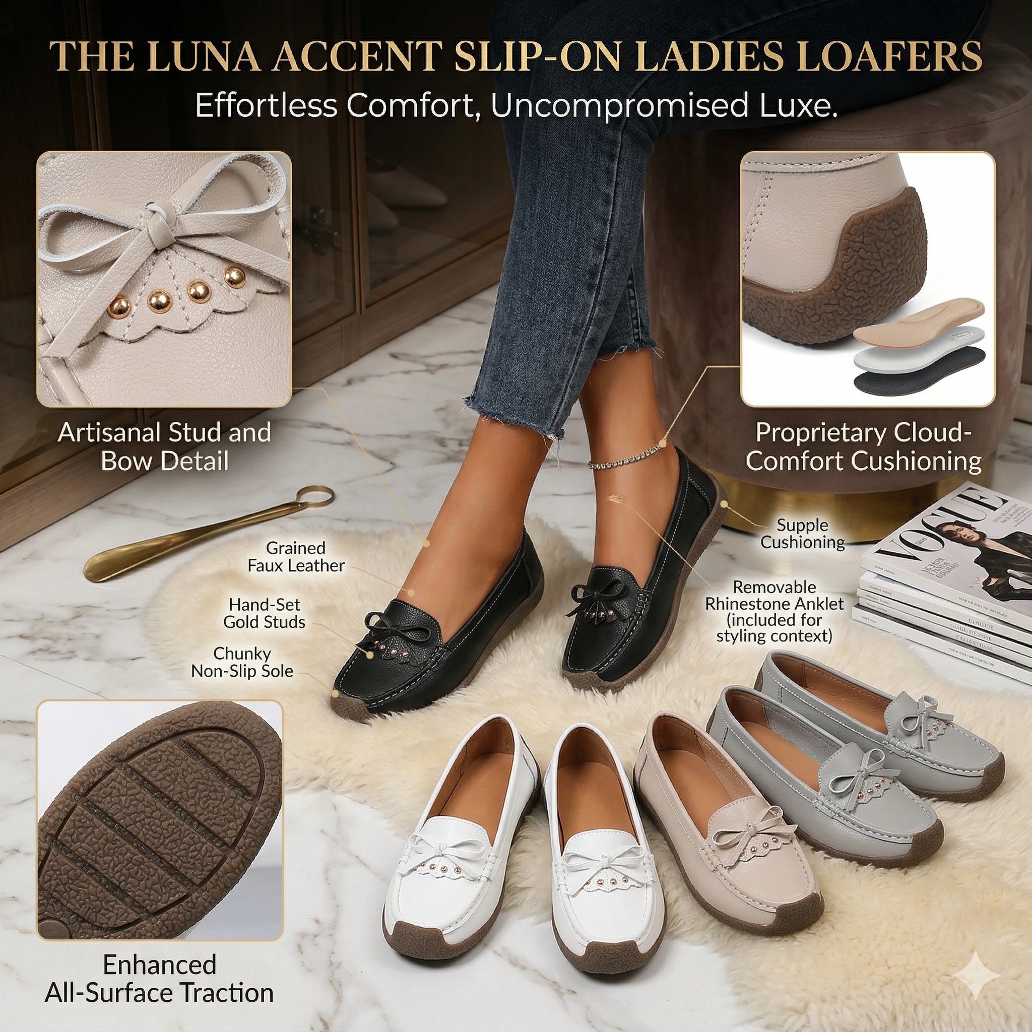 The Luna Accent Slip-On Ladies Loafers - Image 8
